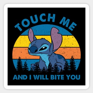 Touch Me and I Will Bite You Stitch Retro Magnet